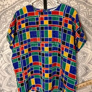 Vintage wColorful Geometric Patterned Top